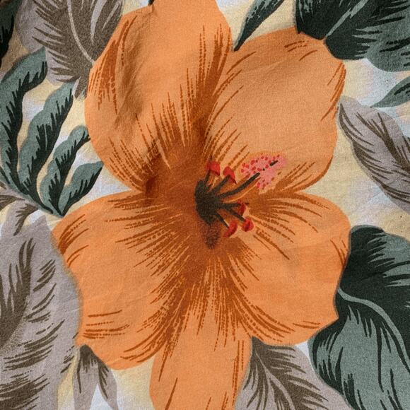 Vintage Options Melrose Silk Hawaiian Shirt Red Orange Hibiscus Floral Medium - Picture 6 of 8